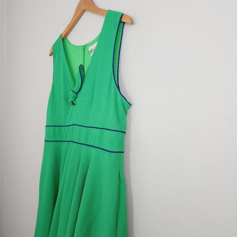 Hutch Anthropologie Kelly Green Navy Bow Fit & Flare Dress Wedding Guest XL - Picture 6 of 10